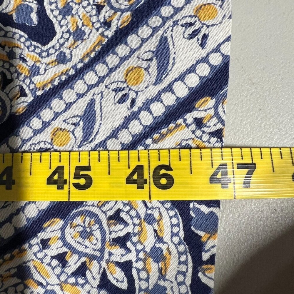 Eddie Bauer Midi Dress Womens 14 Blue Yellow Bandana Floral Print Cotton Stretch - Picture 3 of 14